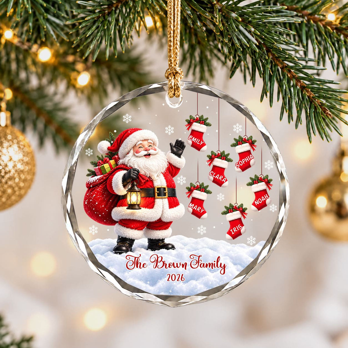 Personalized Gift Family Christmas Ornament 2026, Custom Name Glass Ornament Christmas Tree, Gift For Family