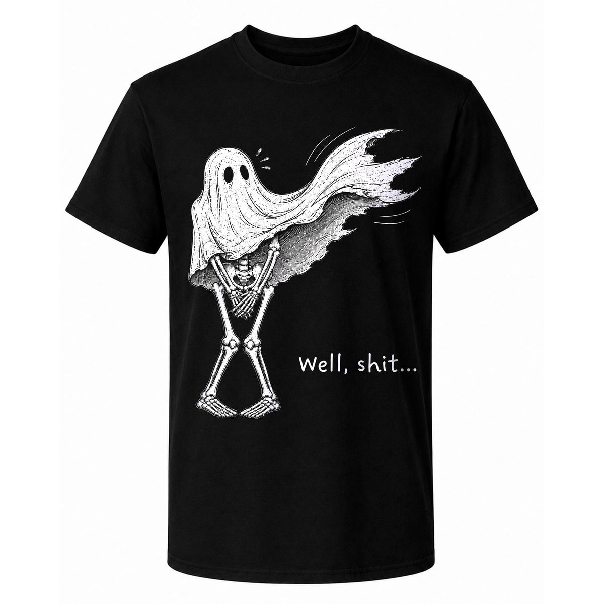 Skeleton Holding Red Balloon Graphic T-Shirt, Funny Halloween Inspired Skeleton Shirt, Spooky Season Casual Tee