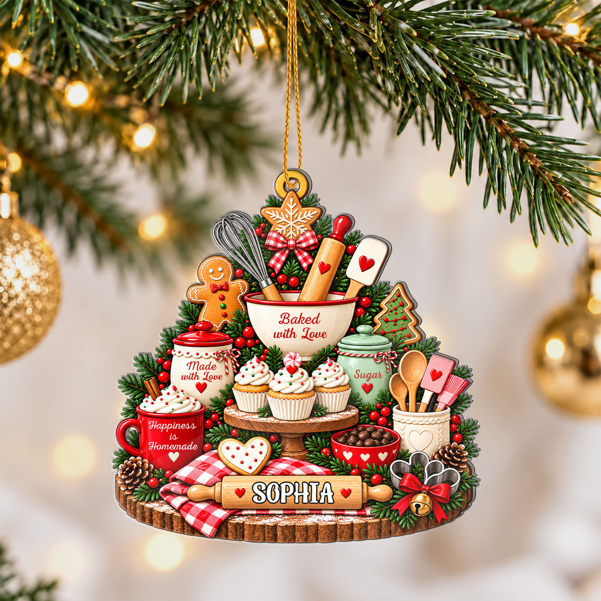 Personalized Custom Shape Acrylic Ornament - Custom Name Baking Christmas Ornament - Gift for Bakers