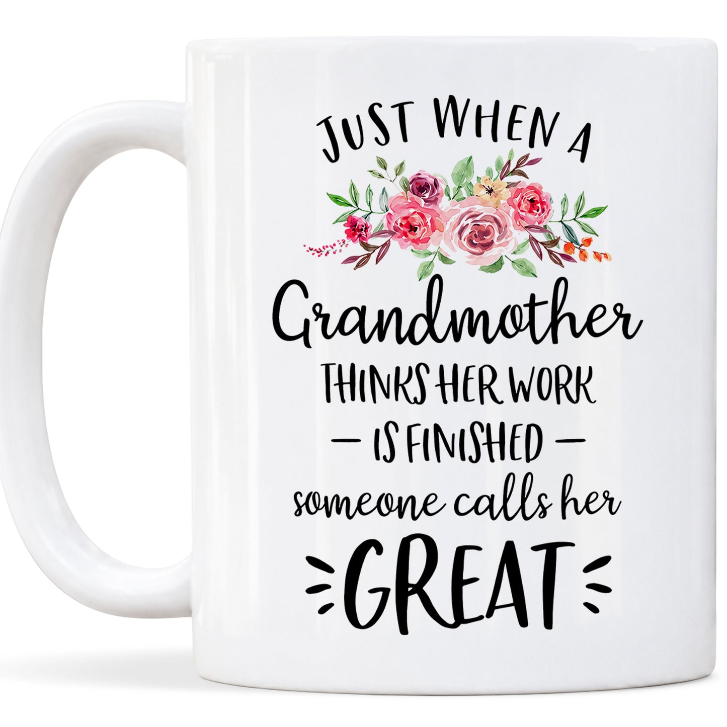 Personalized Grandmother Floral Coffee Mug Custom Name Gift for Grandma
