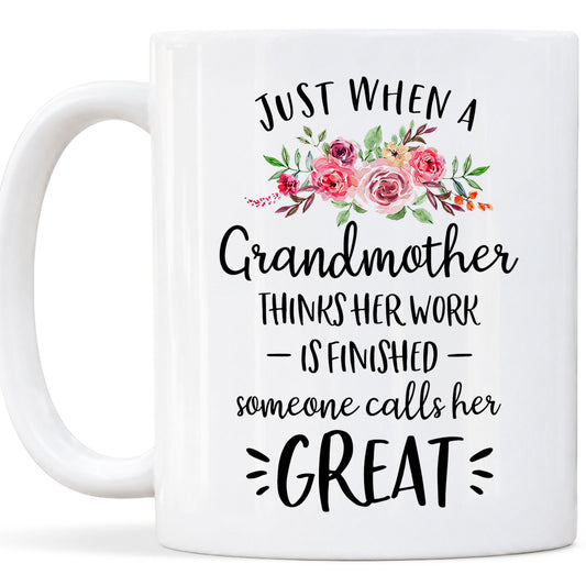 Personalized Grandmother Floral Coffee Mug Custom Name Gift for Grandma