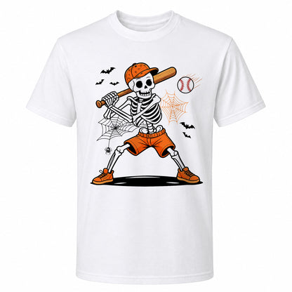 Baseball Skeleton Graphic Halloween Sweatshirt, Spooky Baseball Player Shirt, Funny Halloween Gift