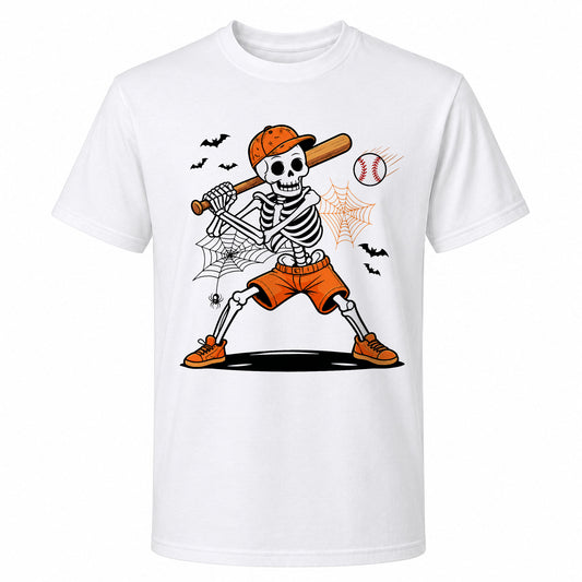Baseball Skeleton Graphic Halloween Sweatshirt, Spooky Baseball Player Shirt, Funny Halloween Gift
