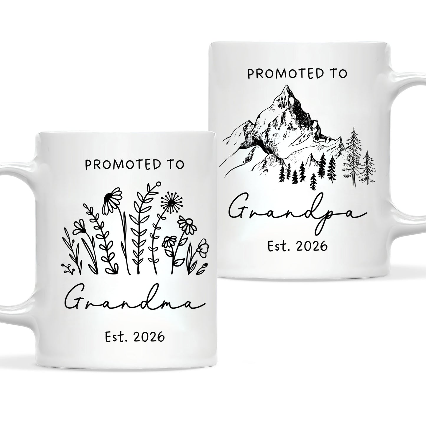Personalized Grandma Grandpa Mug Set – Matching Coffee Mug Gift