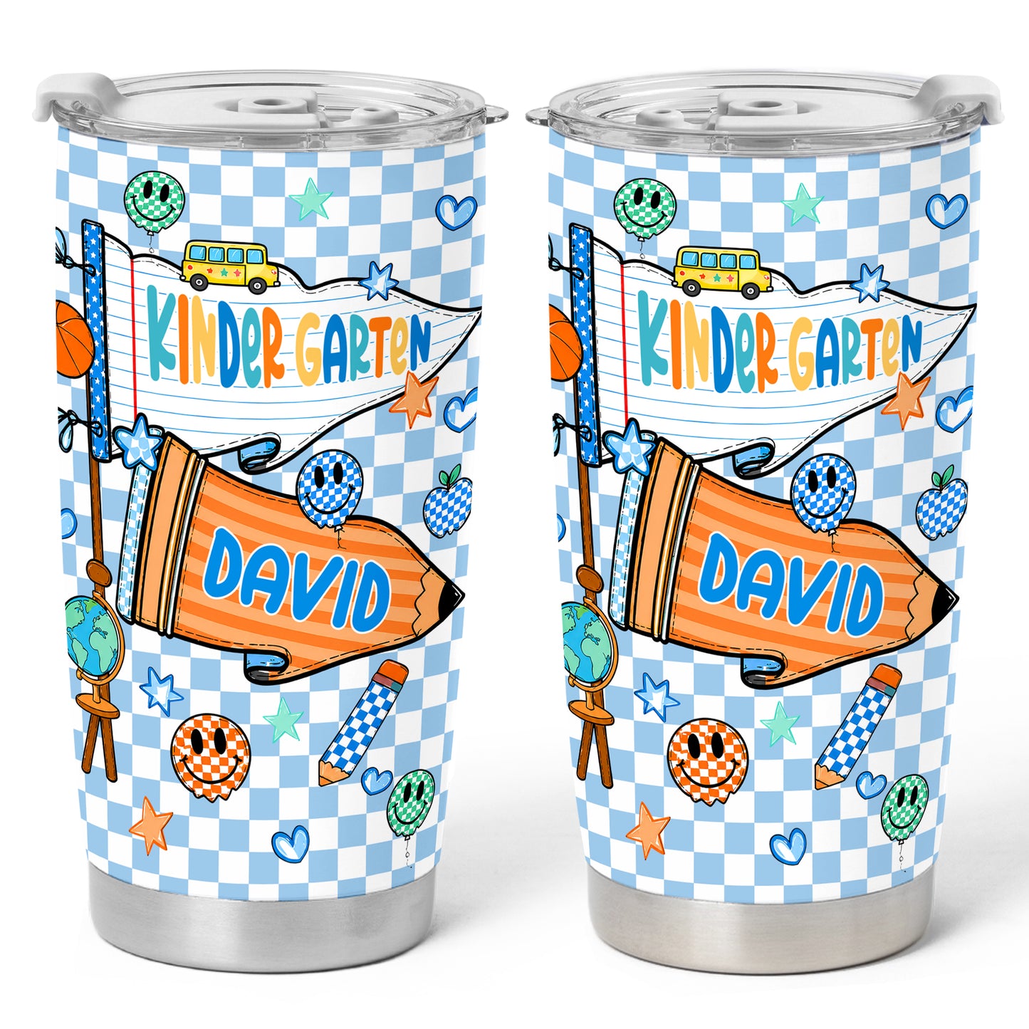 Personalized Back to School Tumbler - Custom Name & Class for Teachers and Students, Pastel Bow 20oz Travel Cup