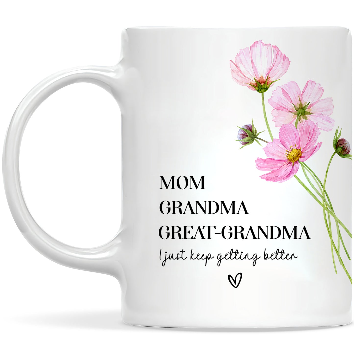 Personalized Mom Grandma Great-Grandma Floral Mug – Cute Family Coffee Cup Gift for Mom and Grandma