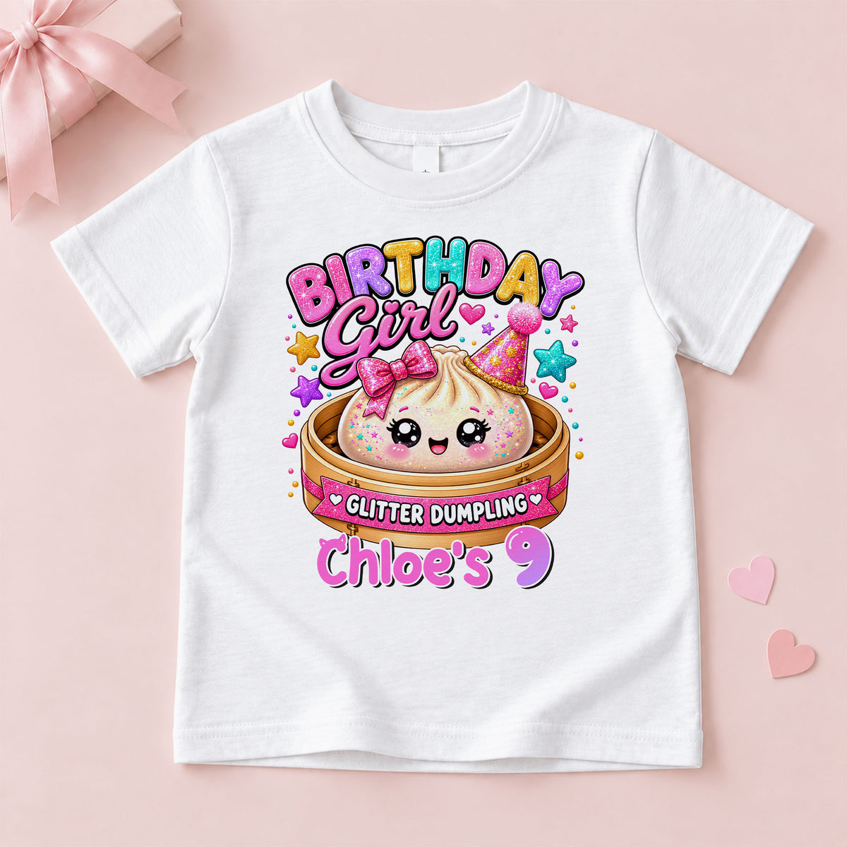 Personalized Dumpling Squish Birthday T-Shirt, Custom Squish Party Shirt For Kid, Birthday Girl Graphic Tee