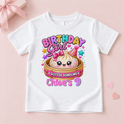 Personalized Dumpling Squish Birthday T-Shirt, Custom Squish Party Shirt For Kid, Birthday Girl Graphic Tee