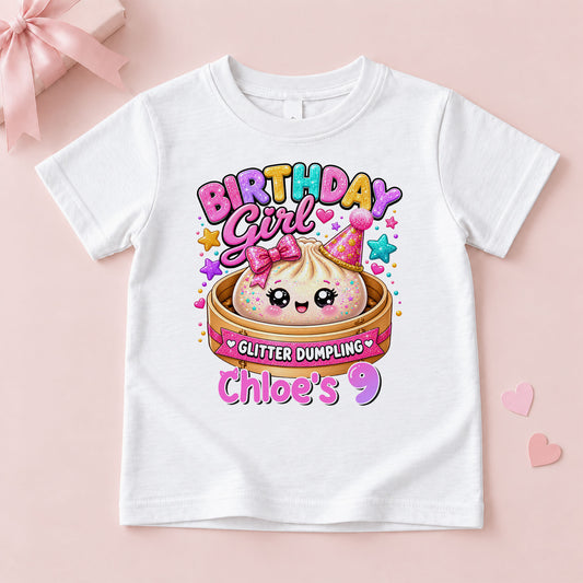 Personalized Dumpling Squish Birthday T-Shirt, Custom Squish Party Shirt For Kid, Birthday Girl Graphic Tee