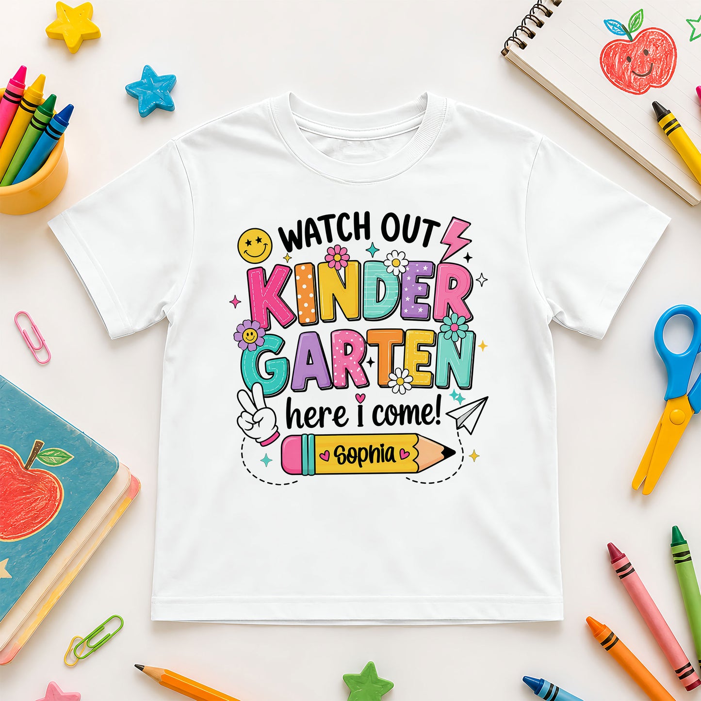 Personalized Watch Out Back to School Shirt – Custom Name & Grade Colorful Tee for Pre-K to 8th Grade Students