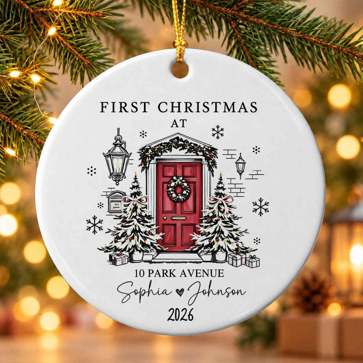 Personalized New Home Christmas Ornament, Custom Name Address Keepsake, Christmas Gift