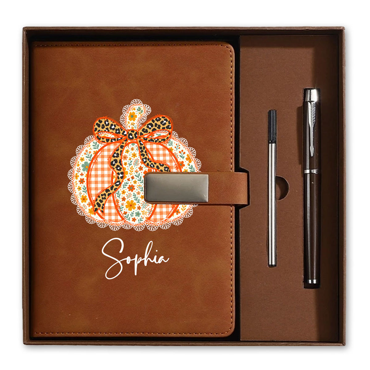 Personalized Notebook Thanksgiving Gift, Fall Floral Pumpkin Gift for Teacher, Student, Family, Friends