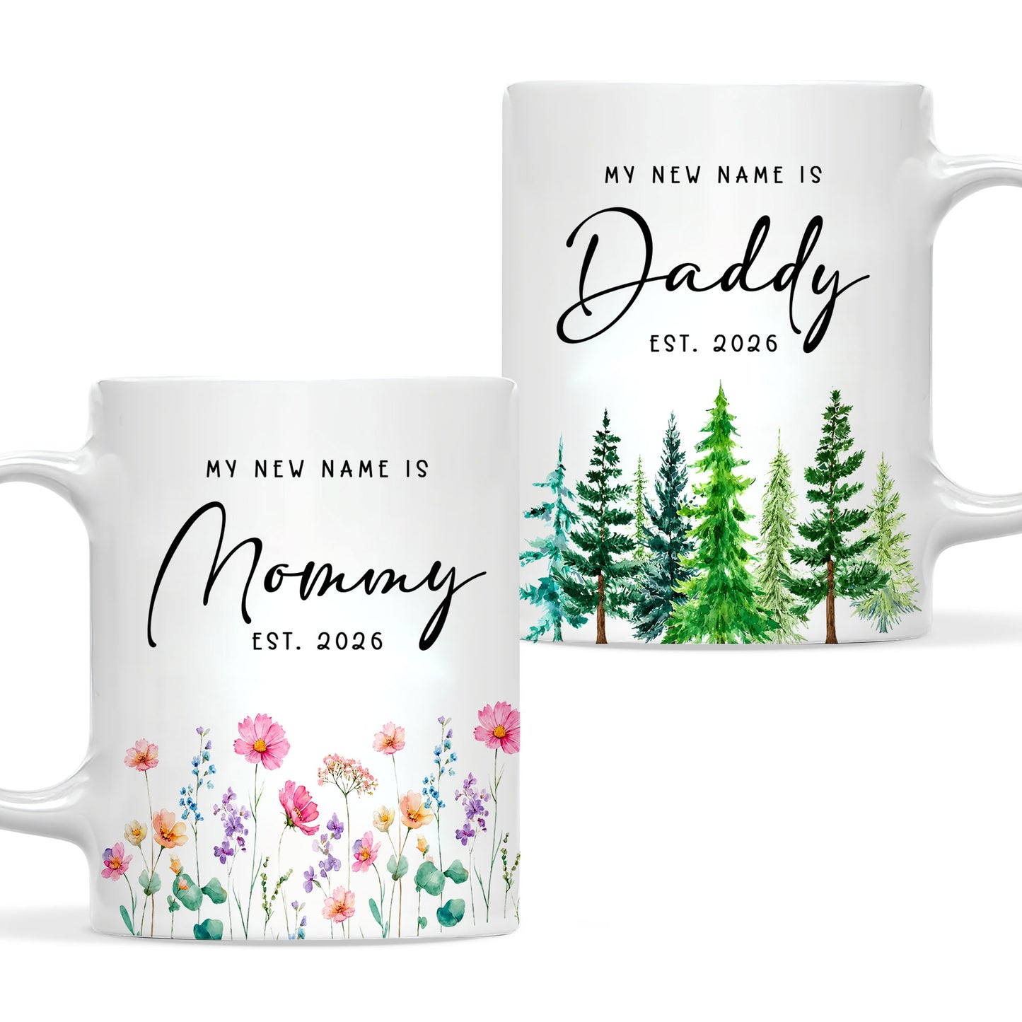 Personalized Mommy and Daddy Mug Set – Matching Coffee Mug Gift