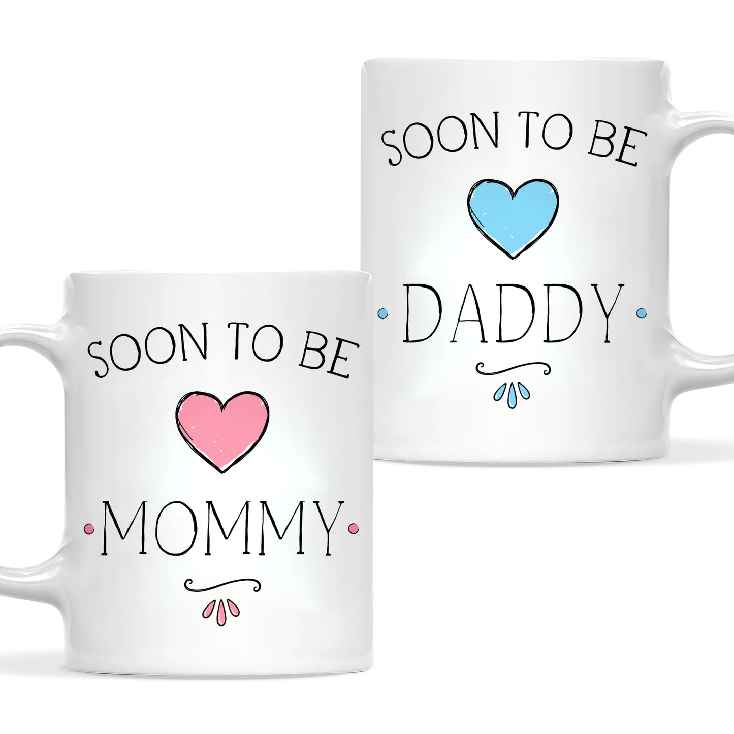 Personalized Mommy Daddy Mug Set – Matching Couple Coffee Mugs for New Parents