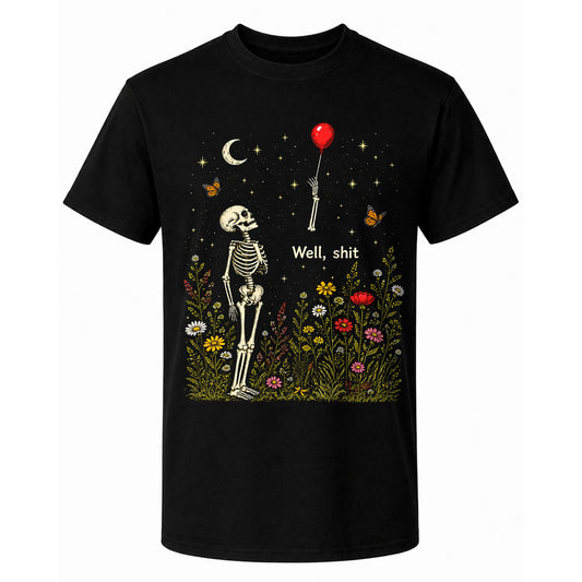 Skeleton Holding Red Balloon Graphic Halloween Sweatshirt, Funny Halloween Shirt Halloween gift