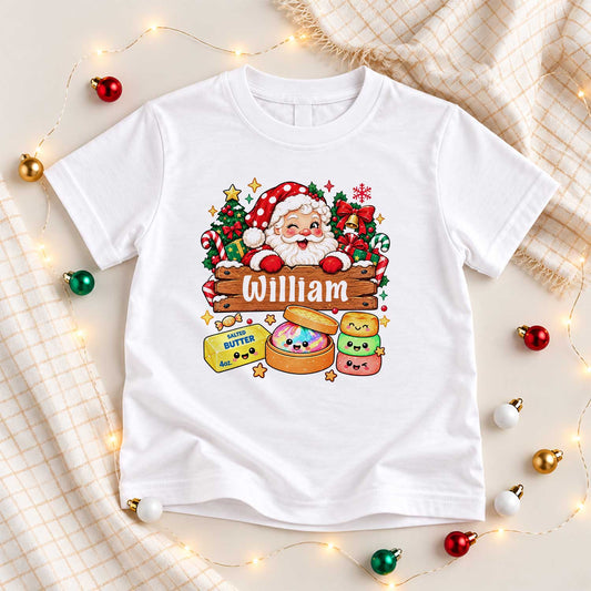 Personalized Squishy Christmas Shirt, Custom Name Santa Graphic Tee, Christmas Gift for Kids