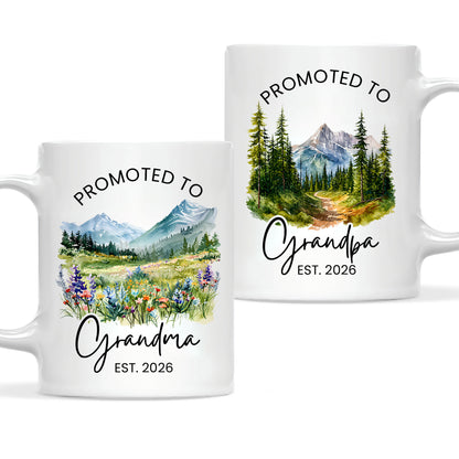 Personalized Promoted to Grandma Grandpa Mug Set – Matching Couple Coffee Mugs Est 2026, New Grandparents Gift