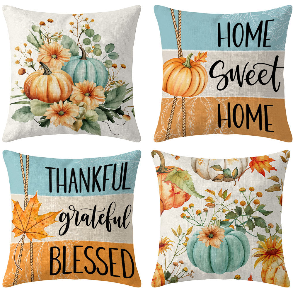 Thanksgiving Fall Decorative Pillow Set of 2 or 4, Harvest Throw Pillows for Home Decor, Gifts for Family