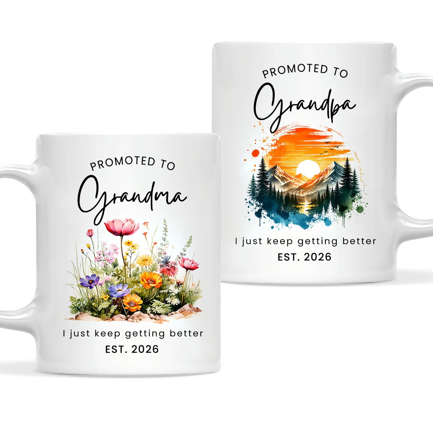 World’s Best Grandma Grandpa Mug Set – Personalized Coffee Cups