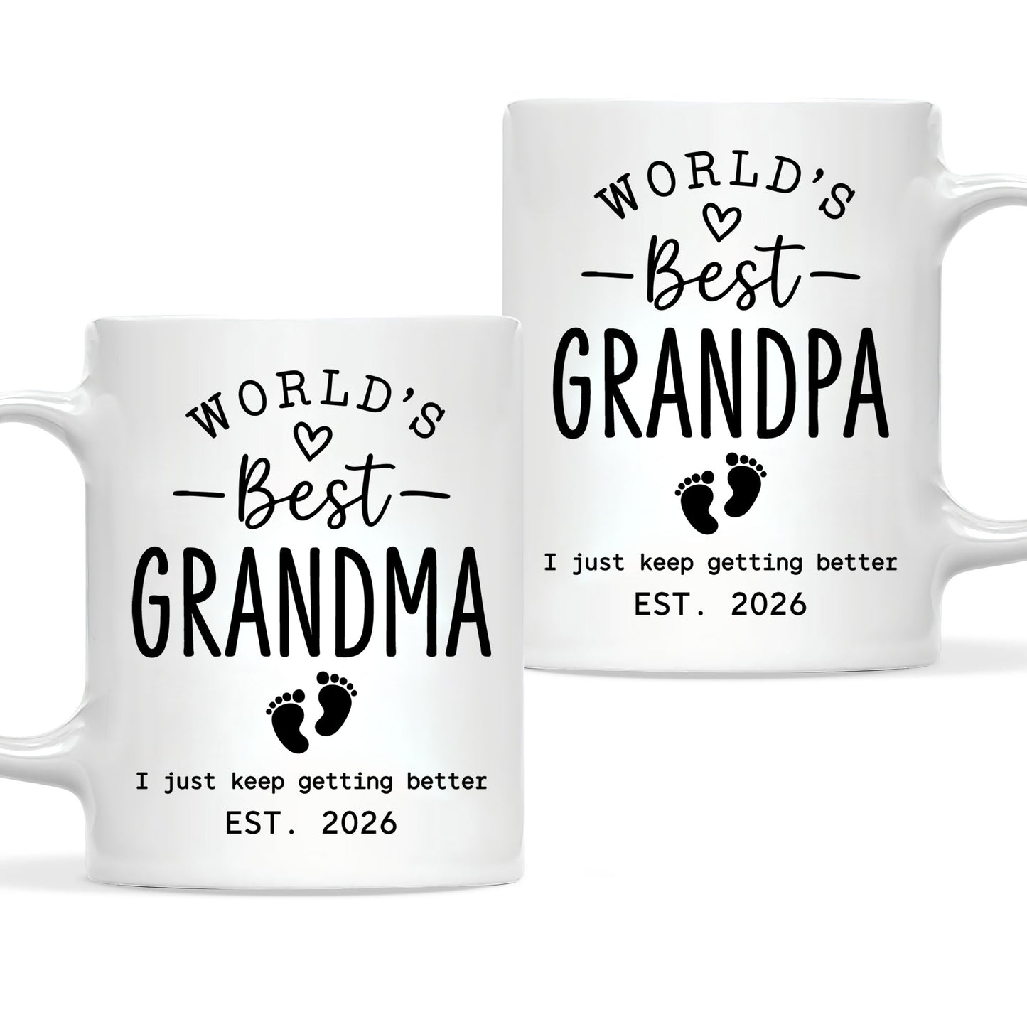 World’s Best Grandma Grandpa Mug Set – Personalized Coffee Cups