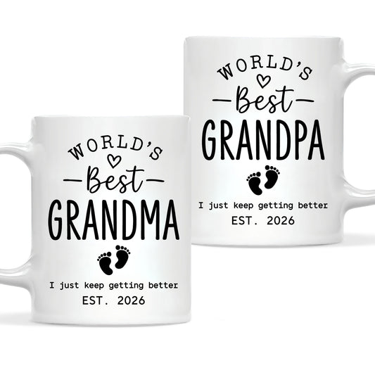 World’s Best Grandma Grandpa Mug Set – Personalized Coffee Cups