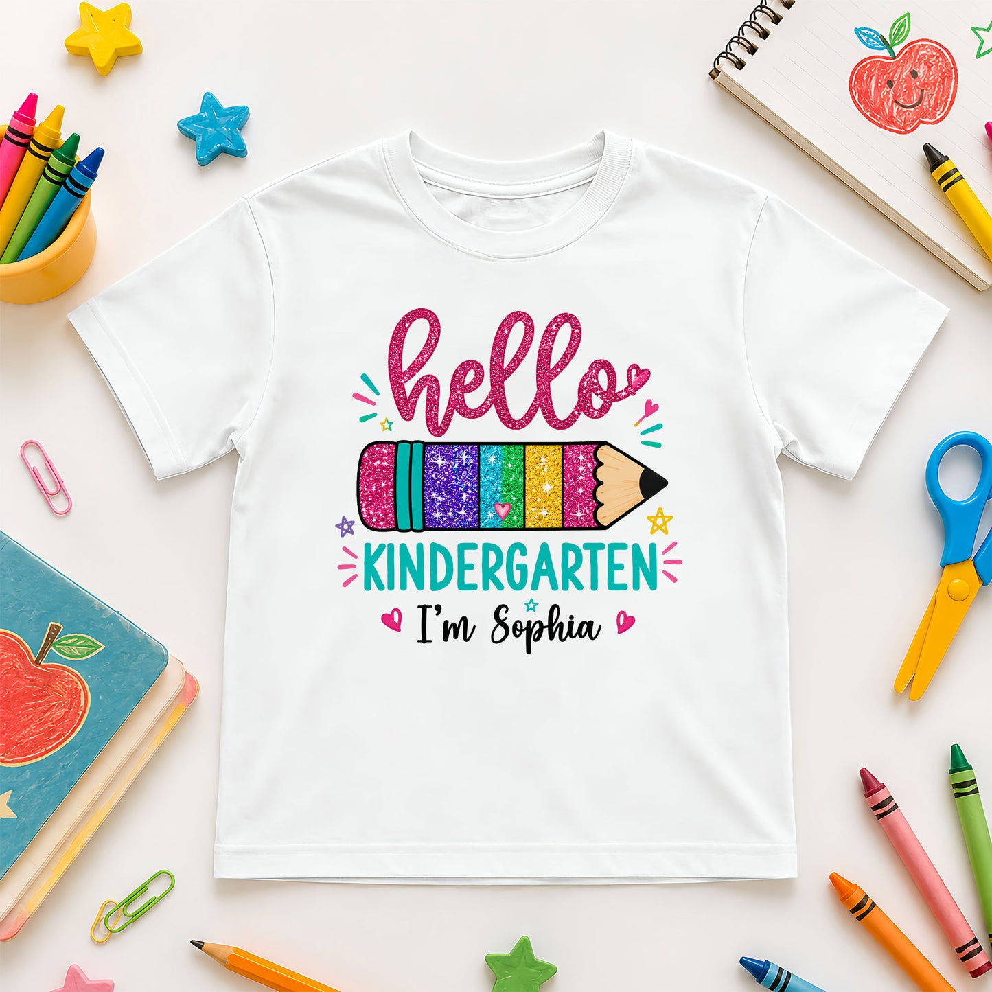 Personalized Hello School Shirt for Kids – Custom Name & Grade Back to School Tee for Pre-K to 8th Grade Students