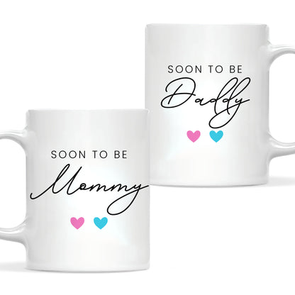 Personalized Mommy Daddy Mug Set – Matching Couple Coffee Mugs for New Parents