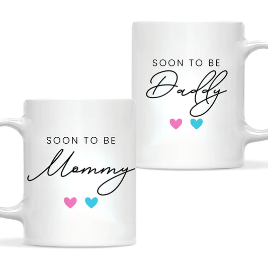 Personalized Mommy Daddy Mug Set – Matching Couple Coffee Mugs for New Parents