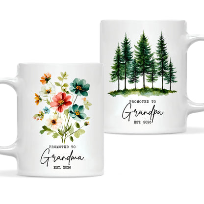 Personalized Promoted to Grandma Grandpa Mug Set – Matching Couple Coffee Mugs Est 2026, New Grandparents Gift