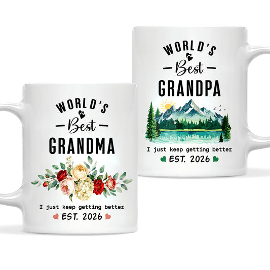 World’s Best Grandma Grandpa Mug Set – Personalized Coffee Cups