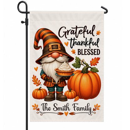 Personalized Thanksgiving Garden Flag - Custom Family Name Christian Flag - Thanksgiving Decor Gift