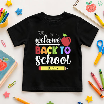 Personalized Welcome Back to School Teacher Student Shirt, Custom Name Back to School T-Shirt, First Day of School Gift Tee