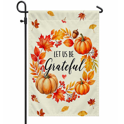 Give Thanks Fall Garden Flag, Rustic Cross Pumpkin Thanksgiving Yard Flag, Autumn Outdoor Decor