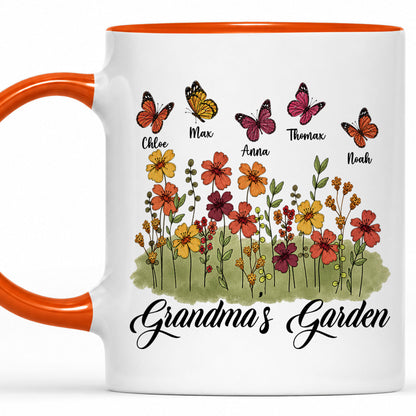 Personalized Grandma’s Garden Mug, Custom Grandkids, Thanksgiving Autumn Gift For Grandma