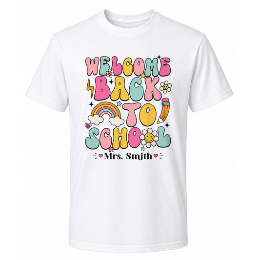 Personalized Welcome Back to School Teacher Student Shirt, Custom Name Back to School T-Shirt, First Day of School Gift Tee