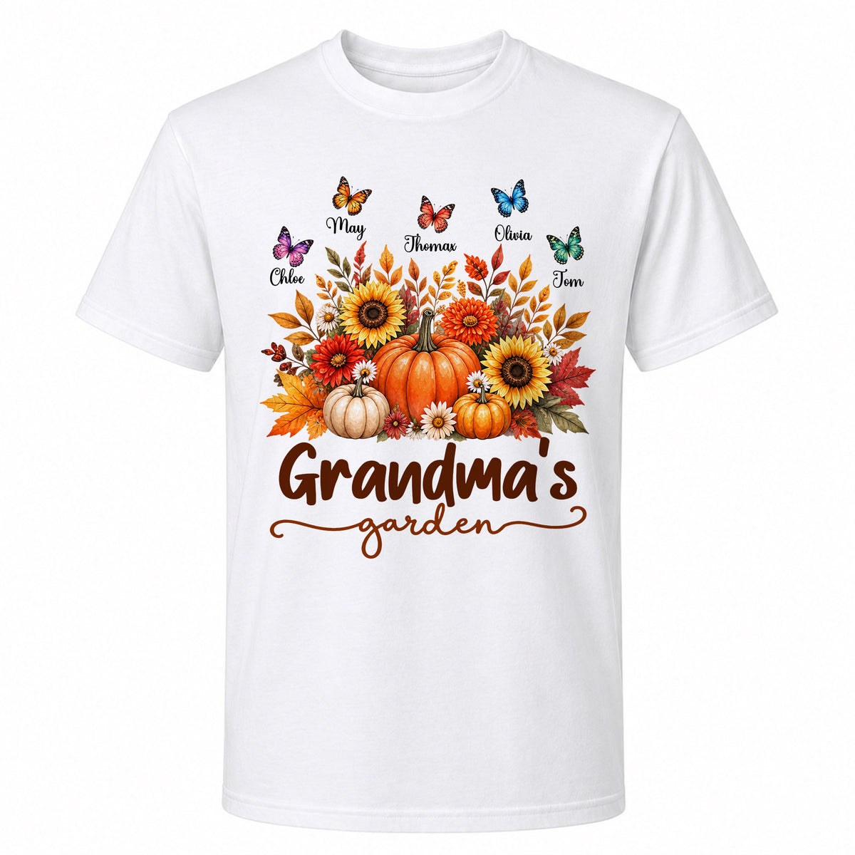 Personalized Grandma Thanksgiving Sweatshirt, Custom Family Name Grandma’s Garden Floral Autumn Family Gift