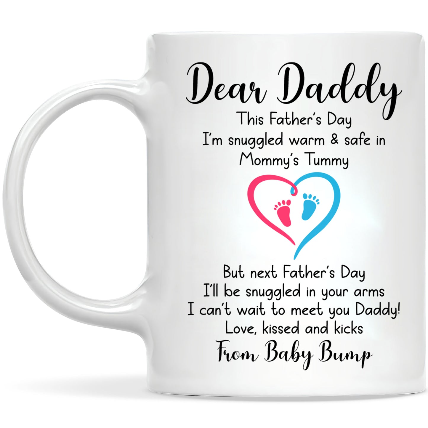 Personalized Dear Daddy Father’s Day Mug – Cute Baby Love Coffee Mug for New Dad, First Father’s Day Gift