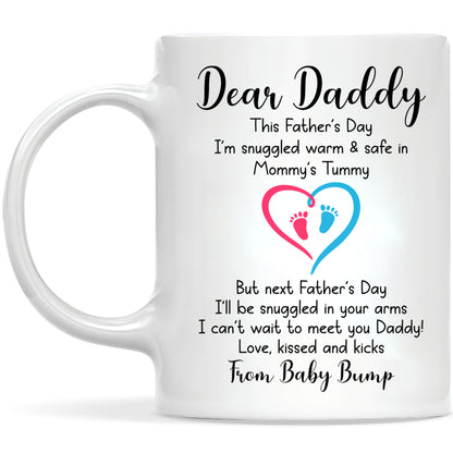 Personalized Dear Daddy Father’s Day Mug – Cute Baby Love Coffee Mug for New Dad, First Father’s Day Gift