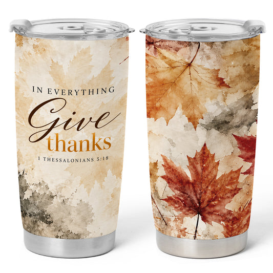 Christian Fall Thanksgiving 20oz Travel Coffee Mug Tumbler, Autumn Gift for Women, Family