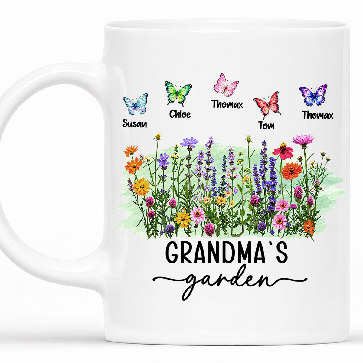 Personalized Grandma’s Garden Mug, Custom Grandkids, Thanksgiving Autumn Gift For Grandma