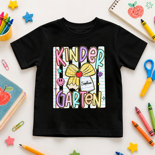 Personalized Striped Back to School Shirt for Kids Teachers – Custom Name & Grade Tee for Pre-K to 8th Grade Students, First Day Outfit