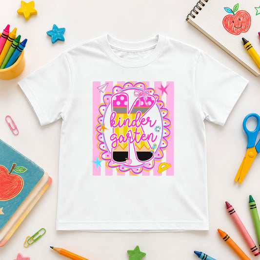 Personalized Back to School Shirt – Custom Name & Grade Preppy Striped Pennant Flag Color Tee for Teachers & Students, Pre-K to 8th Grade Outfit