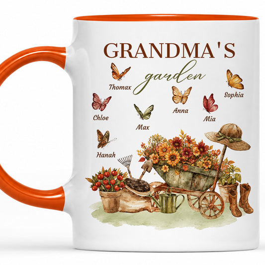 Personalized Grandma’s Garden Mug, Custom Grandkids, Thanksgiving Autumn Gift For Grandma