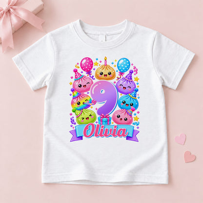 Personalized Dumpling Squish Birthday T-Shirt, Custom Squish Party Shirt For Kid, Birthday Girl Graphic Tee
