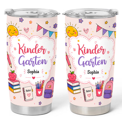 Personalized Back to School Tumbler - Custom Name & Class for Teachers and Students, Pastel Bow 20oz Travel Cup