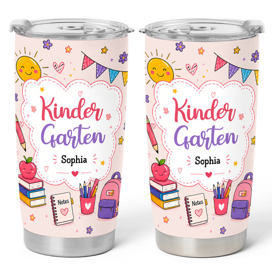 Personalized Back to School Tumbler - Custom Name & Class for Teachers and Students, Pastel Bow 20oz Travel Cup