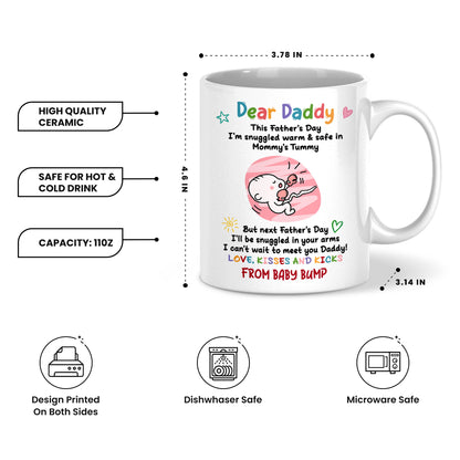 Personalized Dear Daddy Father’s Day Mug – Cute Baby Love Coffee Mug for New Dad, First Father’s Day Gift