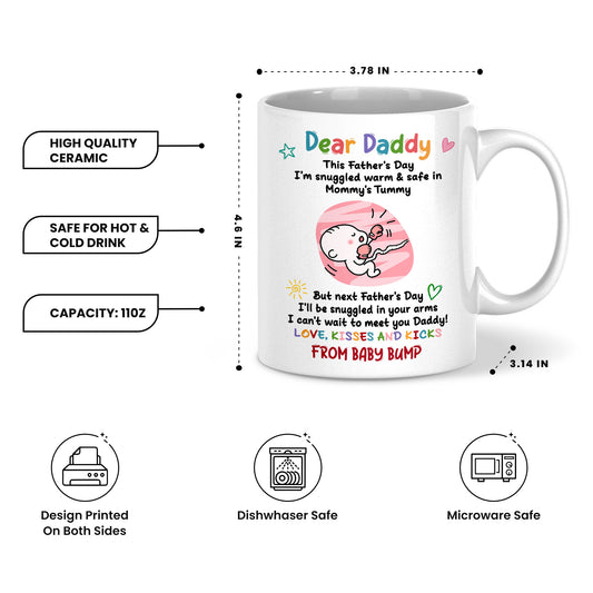 Personalized Dear Daddy Father’s Day Mug – Cute Baby Love Coffee Mug for New Dad, First Father’s Day Gift