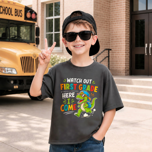 Personalized Watch Out Back to School Shirt – Custom Name & Grade Colorful Tee for Pre-K to 8th Grade Students