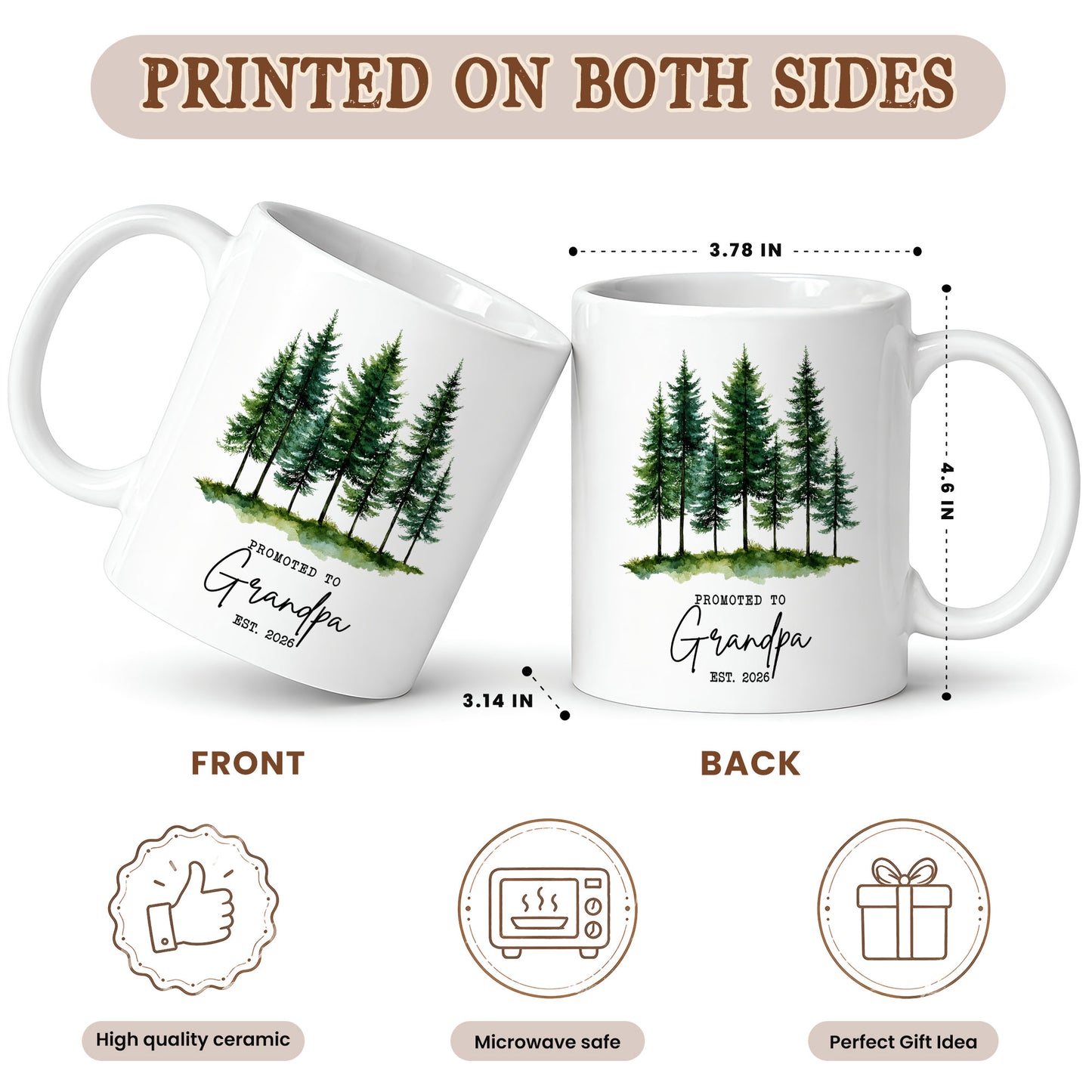Personalized Promoted to Grandma Grandpa Mug Set – Matching Couple Coffee Mugs Est 2026, New Grandparents Gift